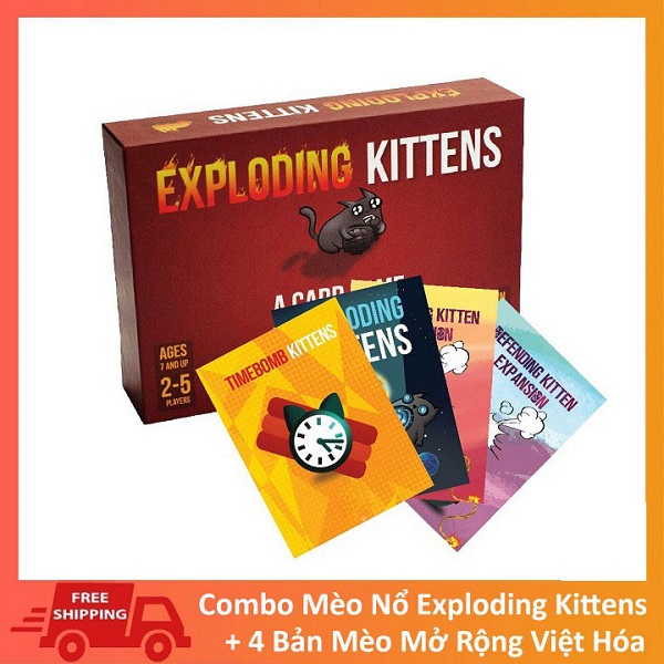 Bài Mèo Nổ Exploding Kittens + 4 Bản Mở Rộng Việt Hóa bìa
